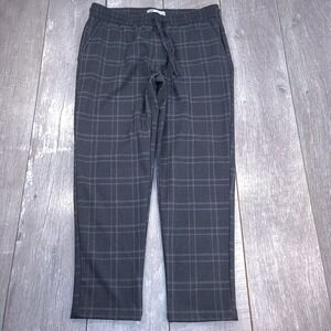 Zara Joggers Mens XL Grey Windowpane Plaid Drawstring Tapered Soft Pants